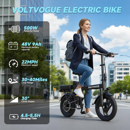 VOLTVOGUE Compact Folding E-Bike - Ultimate Urban Mobility & Comfort